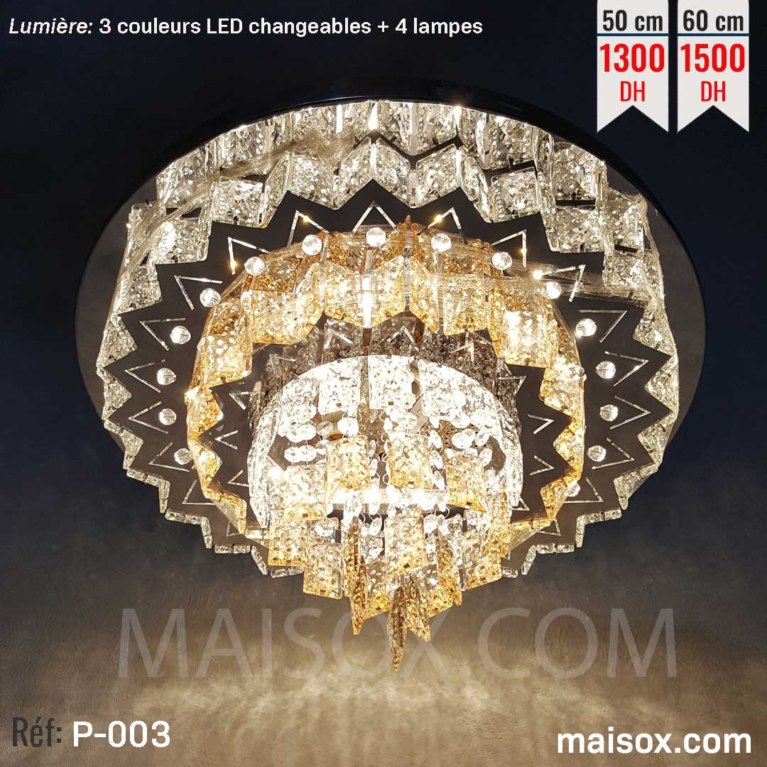 Lustre Plafonnier LED 50cm / 60cm avec télécommande - Maisox Maroc